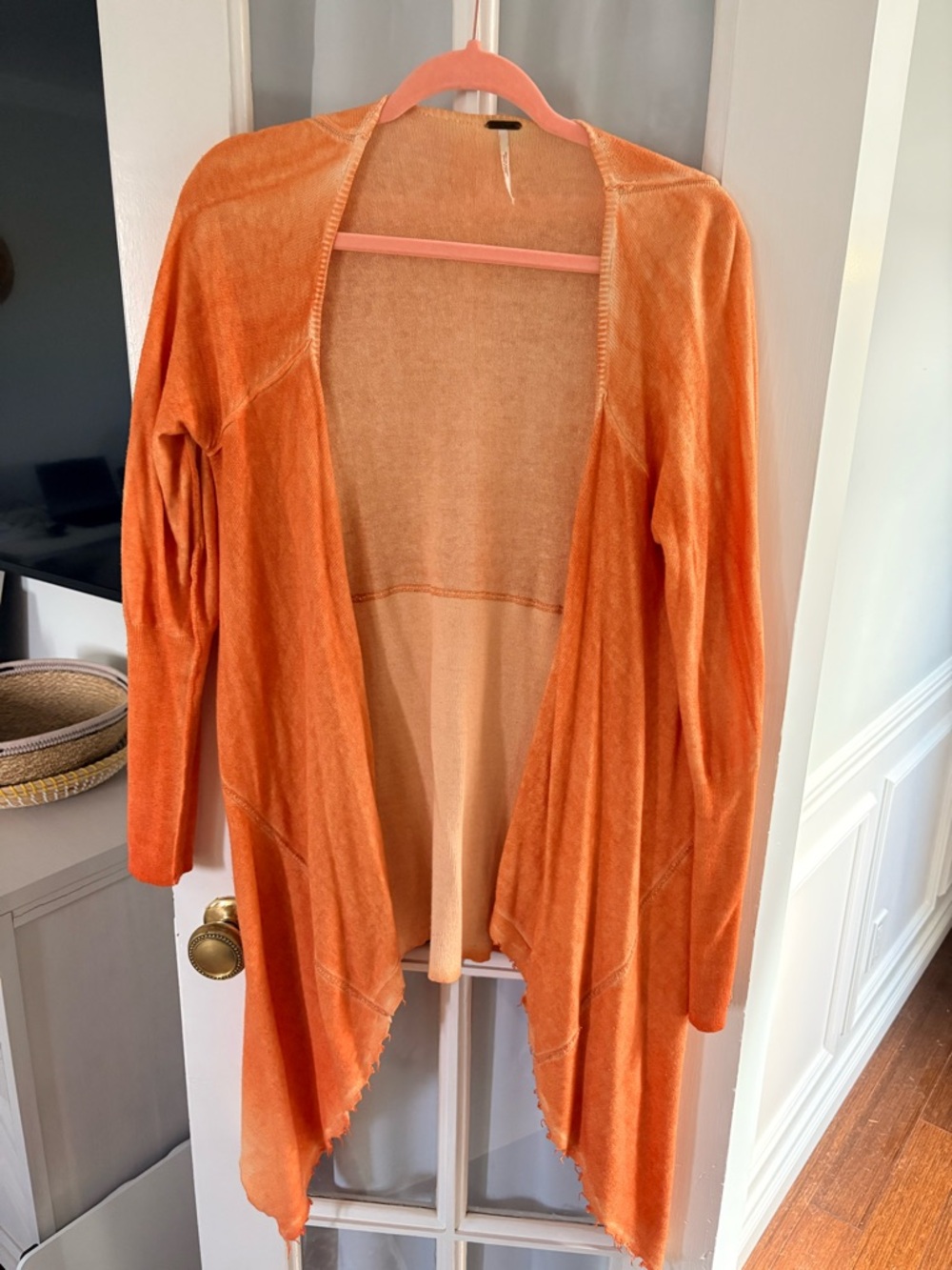Free People Orange Lightweight Draped Open Cardigan